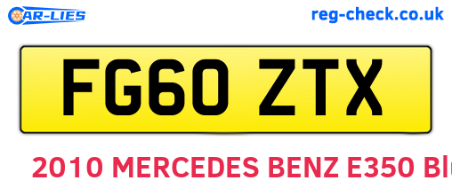 FG60ZTX are the vehicle registration plates.