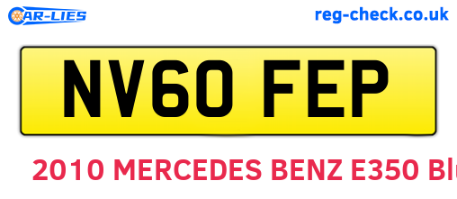 NV60FEP are the vehicle registration plates.