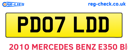 PD07LDD are the vehicle registration plates.