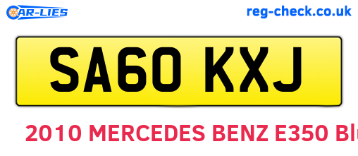 SA60KXJ are the vehicle registration plates.