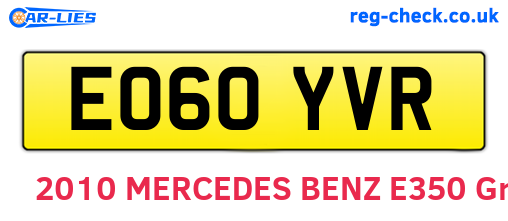 EO60YVR are the vehicle registration plates.