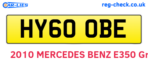 HY60OBE are the vehicle registration plates.