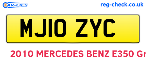 MJ10ZYC are the vehicle registration plates.