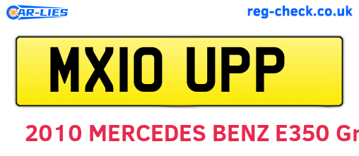 MX10UPP are the vehicle registration plates.
