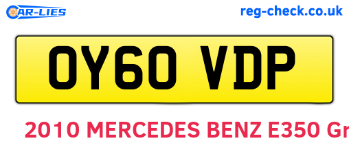 OY60VDP are the vehicle registration plates.