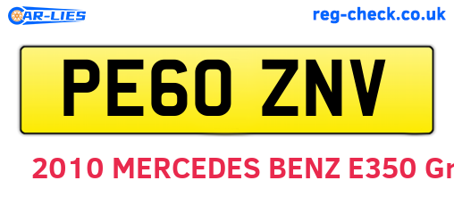 PE60ZNV are the vehicle registration plates.