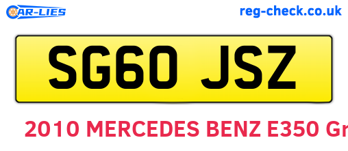 SG60JSZ are the vehicle registration plates.