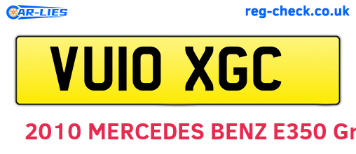 VU10XGC are the vehicle registration plates.