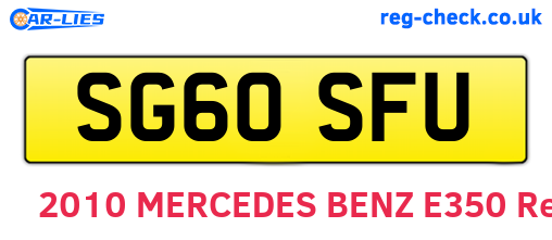 SG60SFU are the vehicle registration plates.