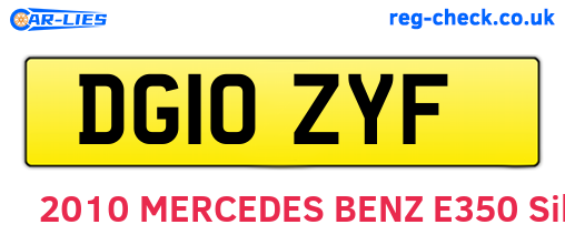 DG10ZYF are the vehicle registration plates.