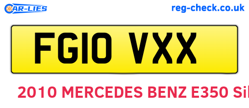FG10VXX are the vehicle registration plates.