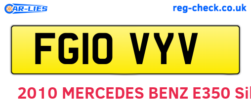 FG10VYV are the vehicle registration plates.