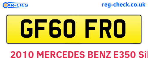 GF60FRO are the vehicle registration plates.