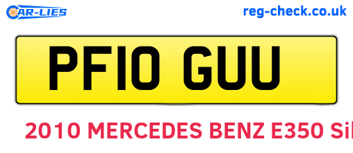 PF10GUU are the vehicle registration plates.