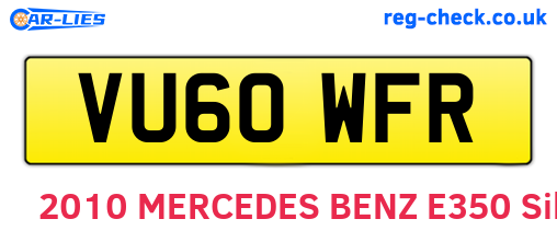 VU60WFR are the vehicle registration plates.