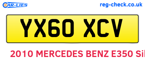YX60XCV are the vehicle registration plates.