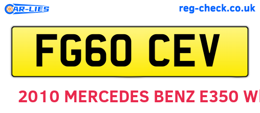 FG60CEV are the vehicle registration plates.