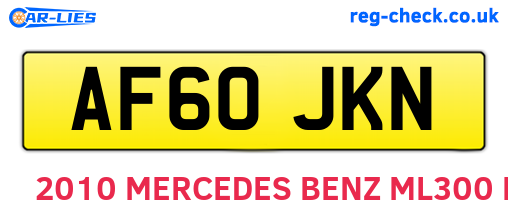 AF60JKN are the vehicle registration plates.
