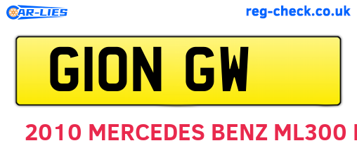 G10NGW are the vehicle registration plates.