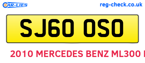 SJ60OSO are the vehicle registration plates.