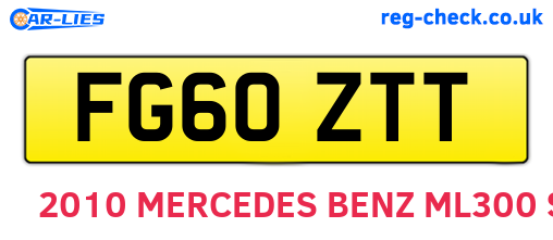 FG60ZTT are the vehicle registration plates.