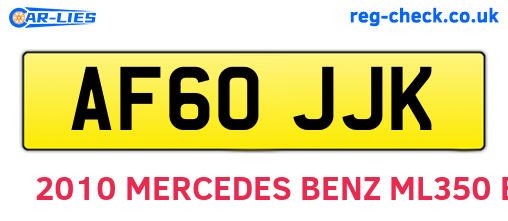 AF60JJK are the vehicle registration plates.