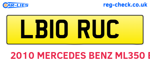 LB10RUC are the vehicle registration plates.