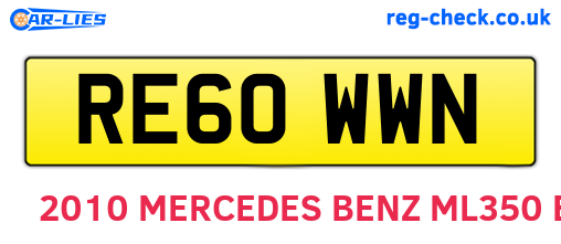 RE60WWN are the vehicle registration plates.