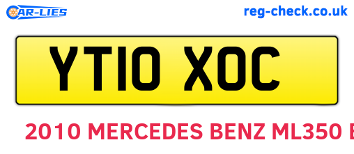 YT10XOC are the vehicle registration plates.