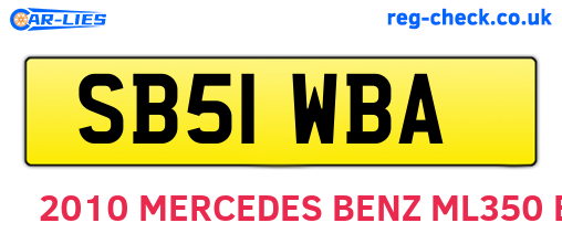 SB51WBA are the vehicle registration plates.