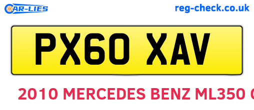 PX60XAV are the vehicle registration plates.