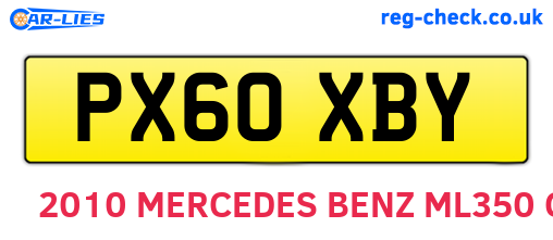 PX60XBY are the vehicle registration plates.