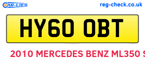 HY60OBT are the vehicle registration plates.