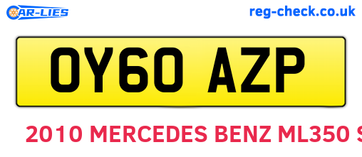 OY60AZP are the vehicle registration plates.