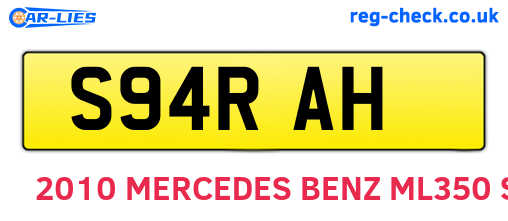 S94RAH are the vehicle registration plates.