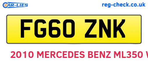 FG60ZNK are the vehicle registration plates.