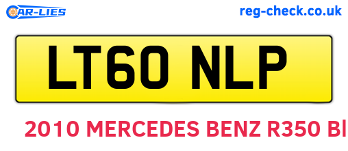 LT60NLP are the vehicle registration plates.