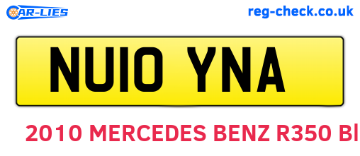 NU10YNA are the vehicle registration plates.