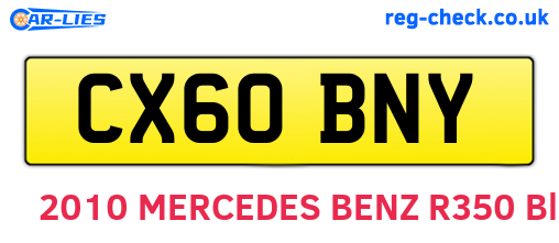 CX60BNY are the vehicle registration plates.