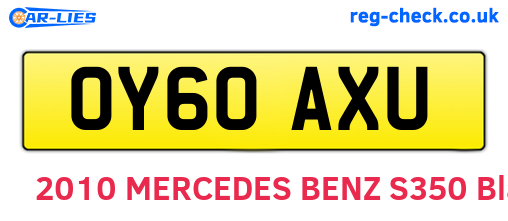 OY60AXU are the vehicle registration plates.