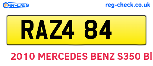 RAZ484 are the vehicle registration plates.