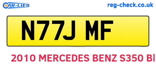 N77JMF are the vehicle registration plates.