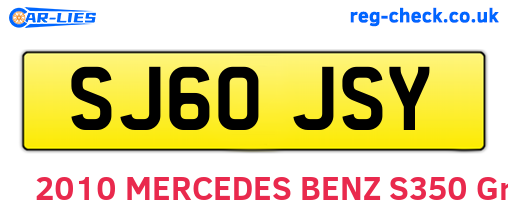 SJ60JSY are the vehicle registration plates.