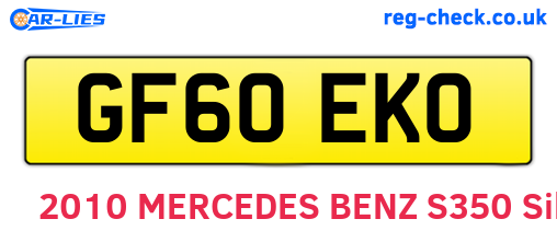 GF60EKO are the vehicle registration plates.