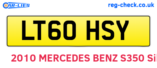LT60HSY are the vehicle registration plates.