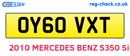 OY60VXT are the vehicle registration plates.