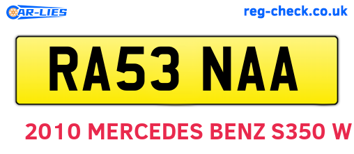 RA53NAA are the vehicle registration plates.