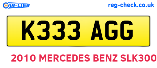 K333AGG are the vehicle registration plates.