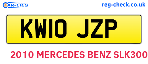 KW10JZP are the vehicle registration plates.