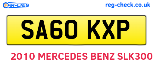 SA60KXP are the vehicle registration plates.
